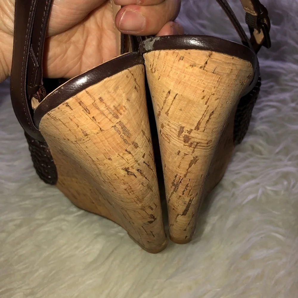 ENZO ANGIOLINI Cantone Designer cork Wedge Sandals Sz 8